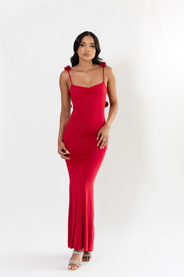 Vestido Flores Rojas